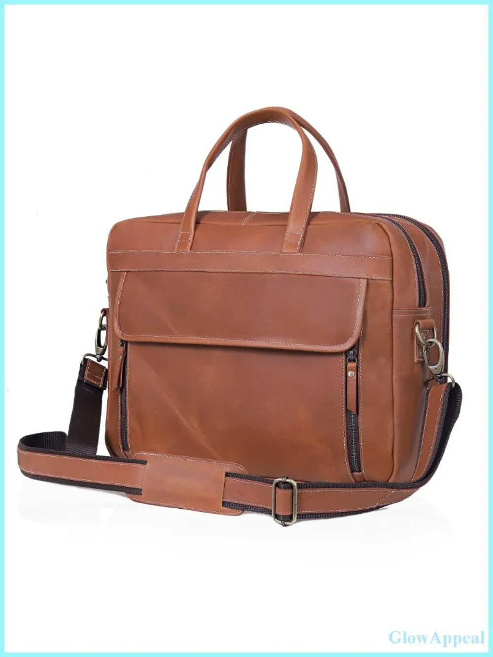 Full Grain Italian Leather Briefcase Laptop Bag Handcrafted